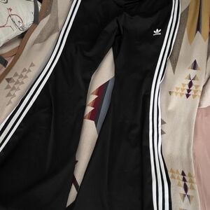 Adidas Womens Plus 2/3X Black Flare Leg Track Pants